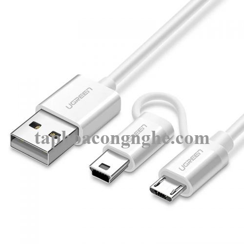 Ugreen 40770 0.5M màu Trắng Cáp sạc truyền dữ liệu USB 2.0 sang MICRO USB + MINI USB US178 30040770